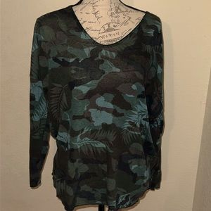 Leaf print camouflage sweater